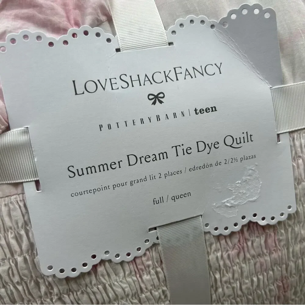 LoveShackFancy Full / Queen Summer Dream Tie Dye Quilt + 2 Standard Shams NWT